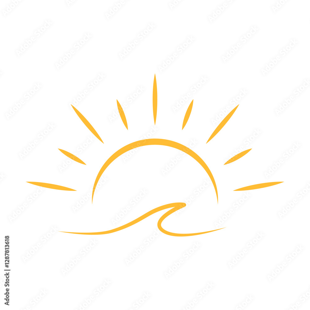 A half sun is setting downwards icon vector sunset concept for graphic design, logo, web site, social media, mobile app, ui illustration A half sun is setting downwards icon vector sunset concept for graphic design, logo, web site, social media, mobile app, ui illustration