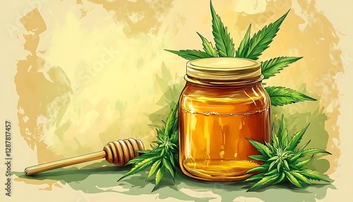 Honey & Cannabis Illustration