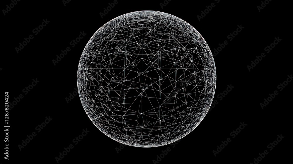 Global Network Sphere, Dark Background Global Network Sphere, Dark Background