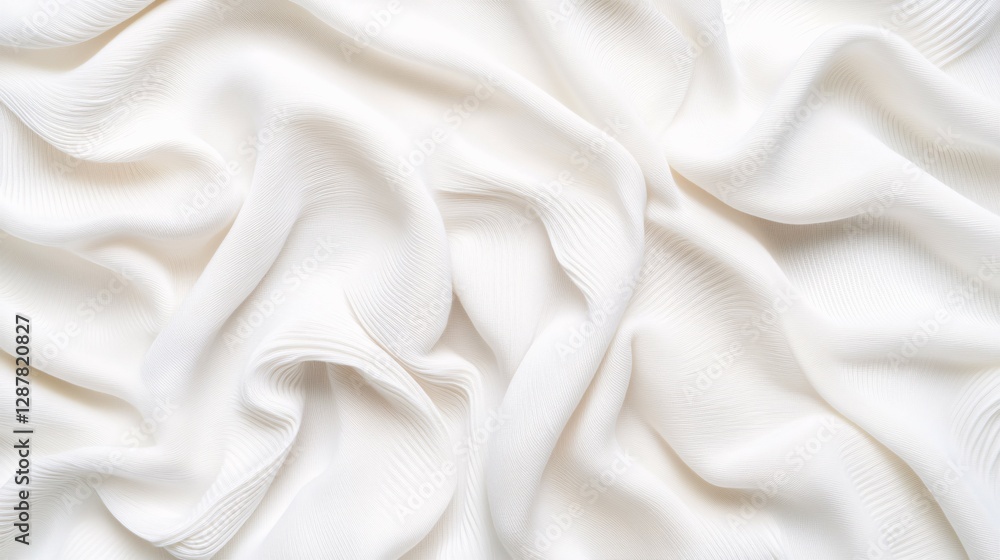 Obraz premium A Smooth White Fabric Beautifully Displaying Soft Gentle Waves And Textures