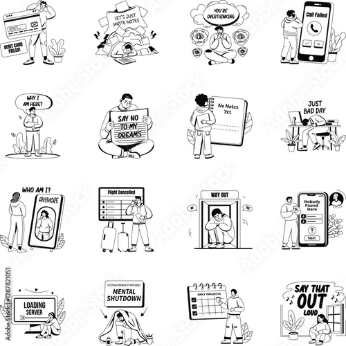 Empty Feeling Characters Glyph Illustration Pack 