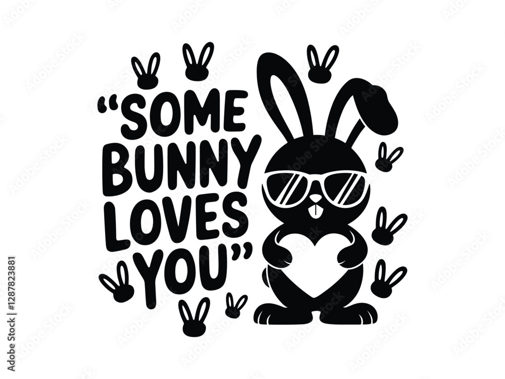 Obraz premium Cute Easter Quotes T-Shirt with Bunny and Spring Vibes 