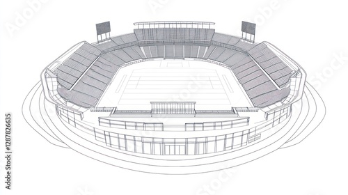 Stadium blueprint design, aerial view