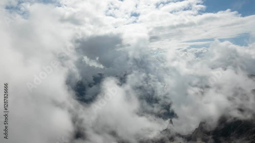 Time Lapse of Clouds swirling around Mountains from Pico Ruivo, Madeira Island, Portugal