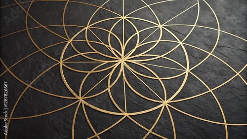  Matte Black Background with Thin, Intersecting Gold Lines in a Geometric Pattern The contrast between the dark matte finish and the metallic gold lines creates a dynamic and upscale look photo