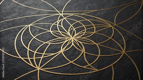  Matte Black Background with Thin, Intersecting Gold Lines in a Geometric Pattern The contrast between the dark matte finish and the metallic gold lines creates a dynamic and upscale look photo