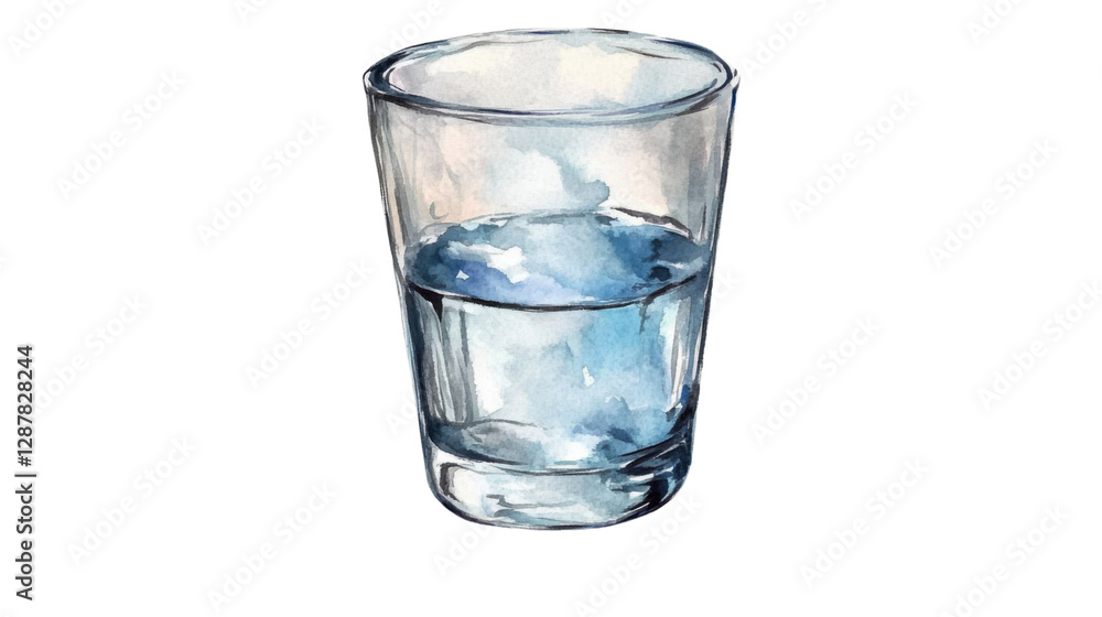glass of water watercolor isolated on white background glass of water watercolor isolated on white background