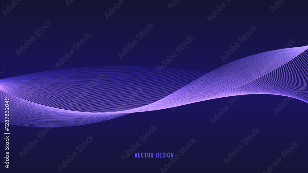 Geometric curved lines in gradient forming dynamic futuristic abstract flow patterns