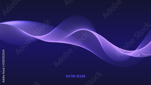 Geometric curved lines in gradient forming dynamic futuristic abstract flow patterns