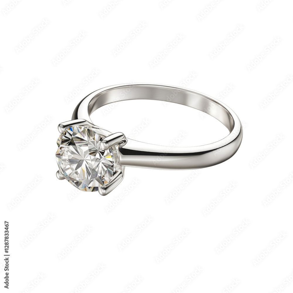 Elegant diamond engagement ring with round cut stone and sleek band. This stunning piece symbolizes love and commitment, perfect for special occasions Elegant diamond engagement ring with round cut stone and sleek band. This stunning piece symbolizes love and commitment, perfect for special occasions