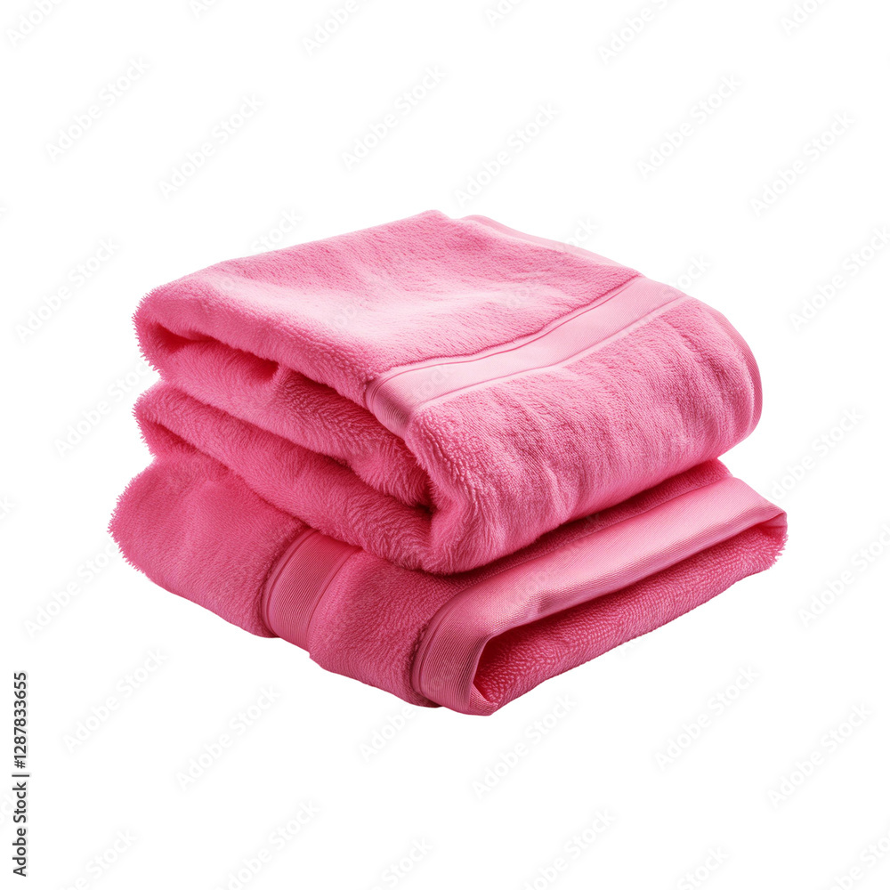 Folded realistic pink Towel on transparent background