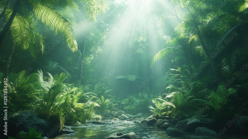 Naklejka premium Breathtaking view of sunset sky from airplane window as clouds create a soft, cotton-like blanket below during evening flight