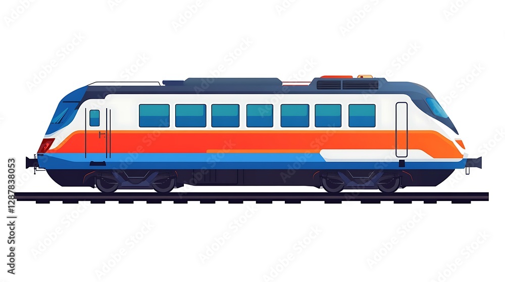 Naklejka premium Side view illustration of a train, flat style, bright colors, PNG format