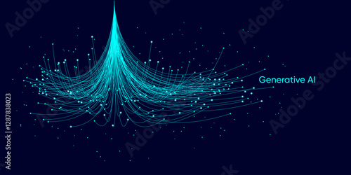 Illustration of abstract stream. Artificial intelligence. Big data, technology, AI, data transfer, data flow, large language model, generative AI	
