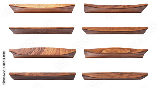 Obraz na płótnie Unique wooden trays arranged in a grid, showcasing different shapes and tones, perfect for home decor and organization w salonie