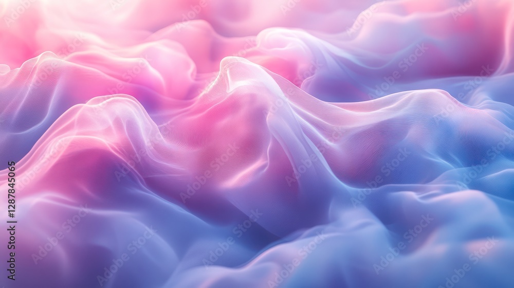 Obraz premium Pink blue fabric waves, soft light, background blur, design texture