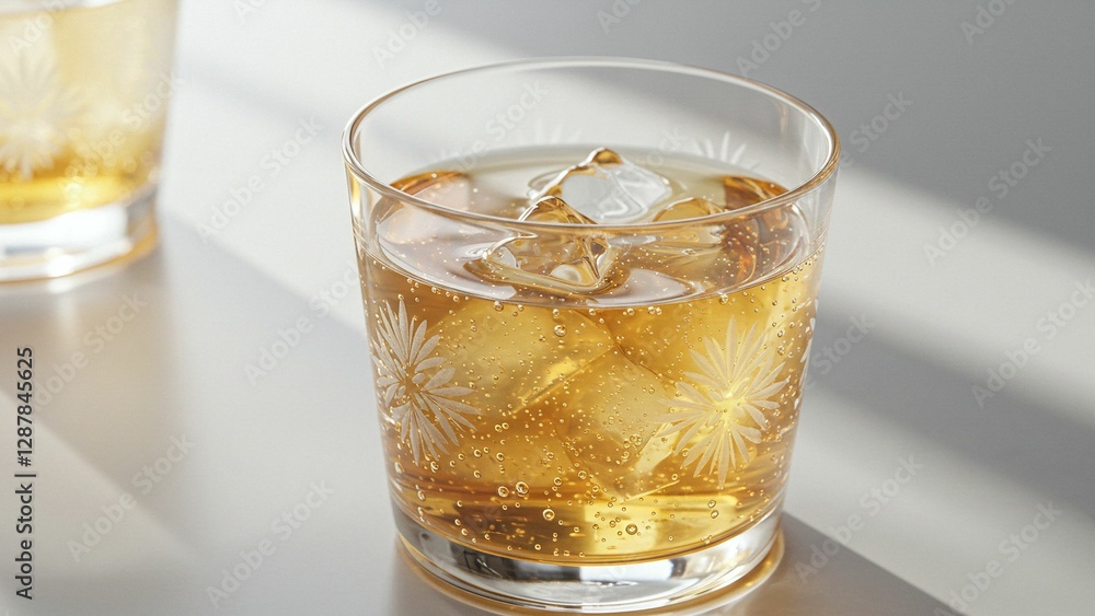 Whiskey glass with intricate floral design Whiskey glass with intricate floral design