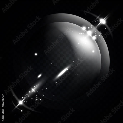 Glass sphere of glowing lights effects, abstract magic Illustration. Graphic concept for your design.