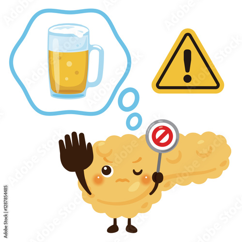 アルコールを拒否する膵臓のキャラクター