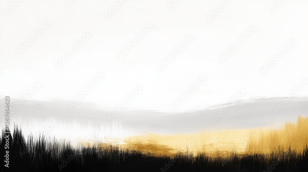 Abstract landscape with golden hues and stark contrast, brushstroke textures convey nature's essence Abstract landscape with golden hues and stark contrast, brushstroke textures convey nature's essence
