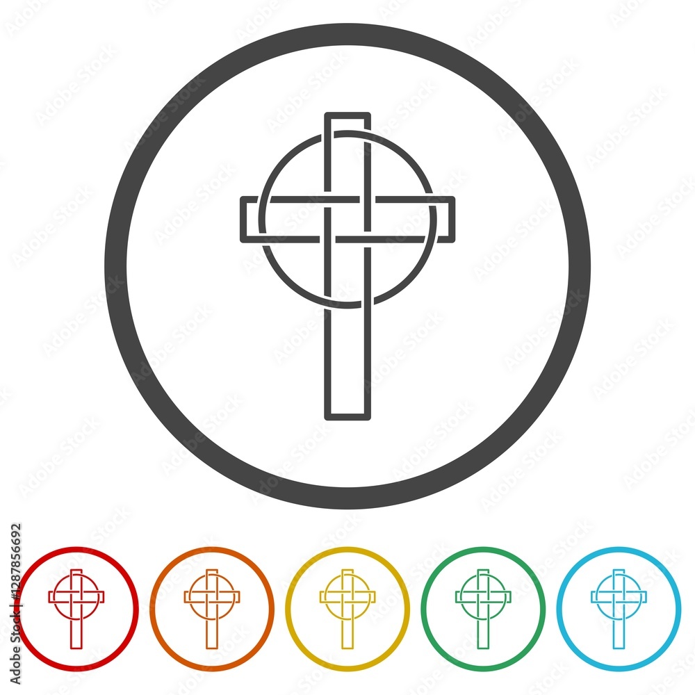 Christian Cross Church icon. Set icons in color circle buttons Christian Cross Church icon. Set icons in color circle buttons