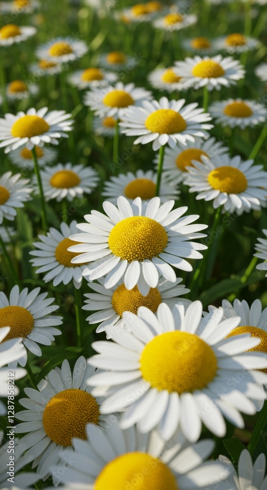 Fototapeta premium Close-Up Photorealistic Daisy Field, A Dense and Chaotic Floral Display