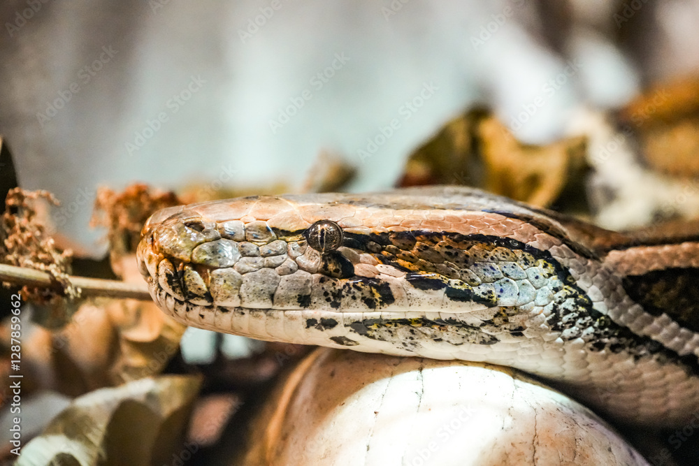 Obraz premium Portrait of a Tigerphyton. Snake close-up. 