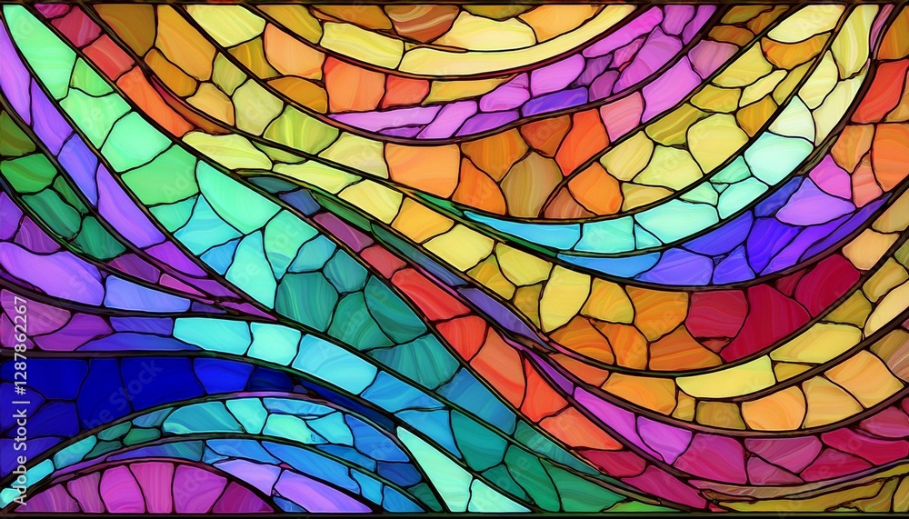 Fototapeta premium Multicolored stained glass with an irregular pattern. Generative ai