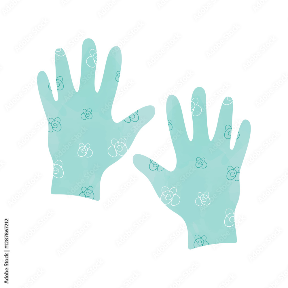 Obraz premium Illustration of a floral patterned gardening, gloves