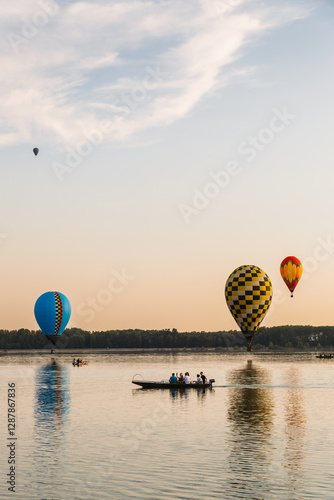 Wallpaper Mural Colorful hot air balloons flying over lake Torontodigital.ca