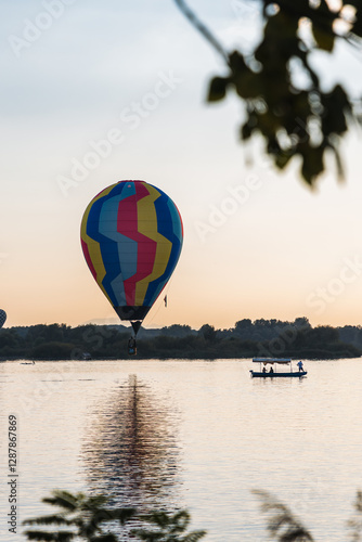 Wallpaper Mural Colorful hot air balloons flying over lake Torontodigital.ca