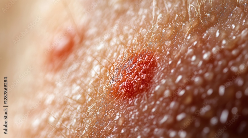 Fototapeta premium Closeup View Of Skin Irritation With Red Bumps;keywords skin irritation,red bumps,inflamed