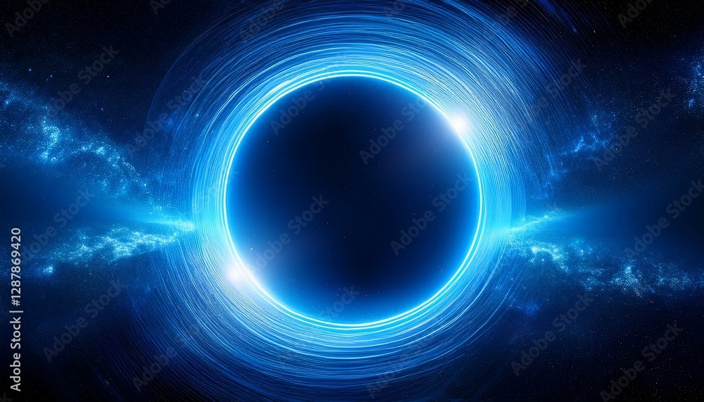 Cosmic blue neon light forming a circle Cosmic blue neon light forming a circle