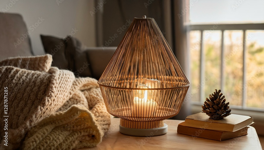 Fototapeta premium Hygge cozy indoor reading lamp