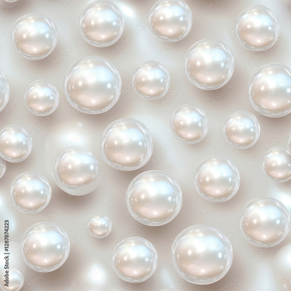 Fototapeta premium Scattered pearls cascade on silken waves, creating a lustrous and elegant backdrop, perfect for artistry