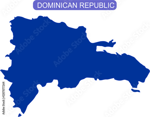 Map of Dominican Republic in the Greater Antilles of the Caribbean Sea in solid blue color