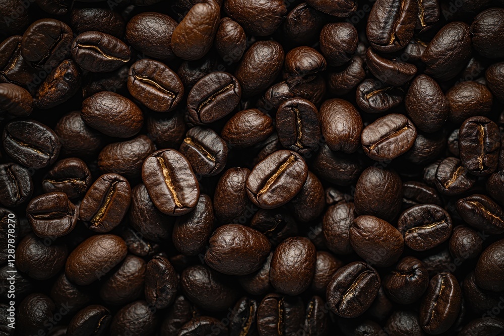 Fototapeta premium Roasted Coffee Beans Background Texture - Close Up Macro Shot