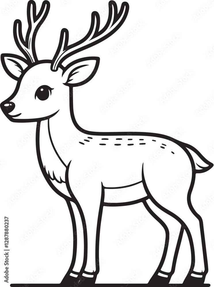 Fototapeta premium Deer animal children coloring book Artwork