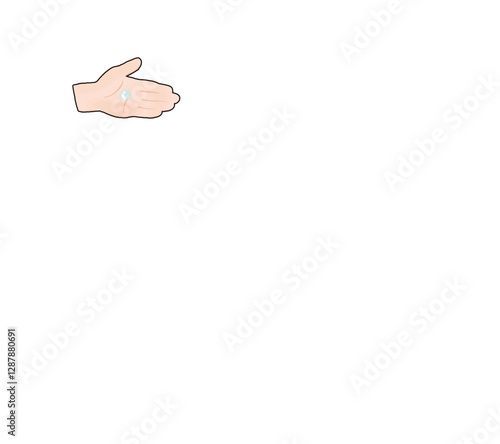 透明の液体を乗せた左手の手描きイラスト