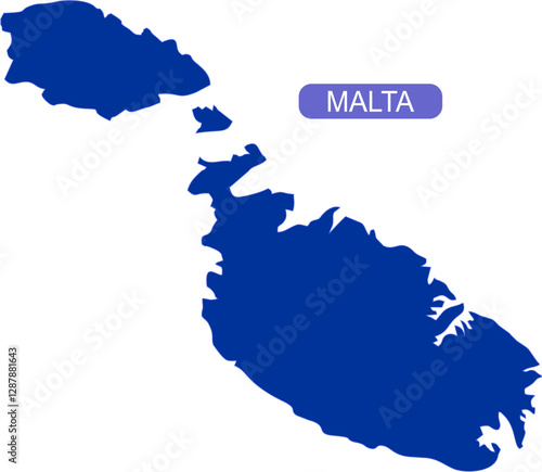 Map of Malta an archipelago in the central Mediterranean between Sicily and the North African coast in solid blue color