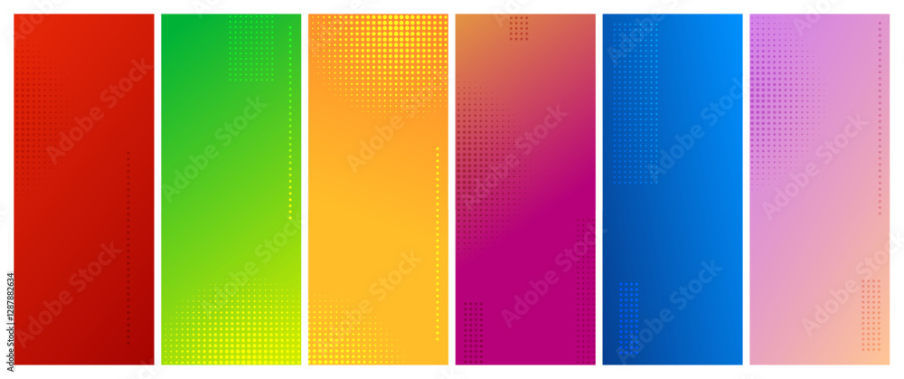 Fototapeta premium Set of abstract gradient geometric backgrounds with dots
