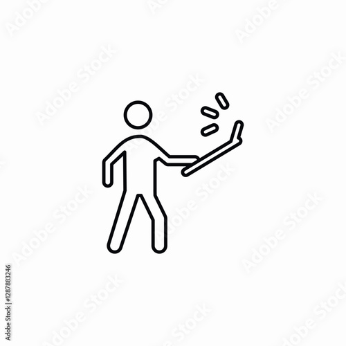 man takes selfie with stick icon vector sign