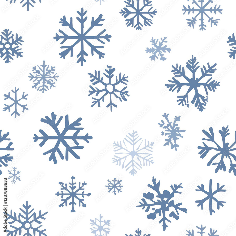 Snowflakes floating against a white backdrop, forming seamless winter pattern, scattered above Snowflakes floating against a white backdrop, forming seamless winter pattern, scattered above