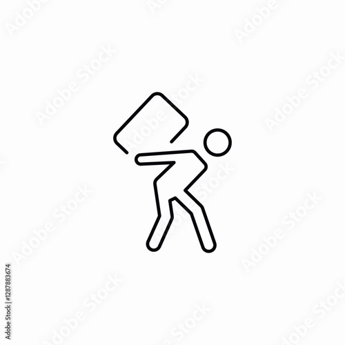 man carries a box on his back icon vector sign