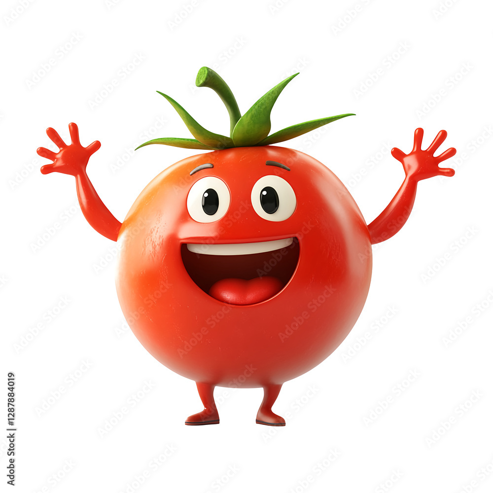 Fototapeta premium Cheerful tomato cartoon character isolated on transparent background