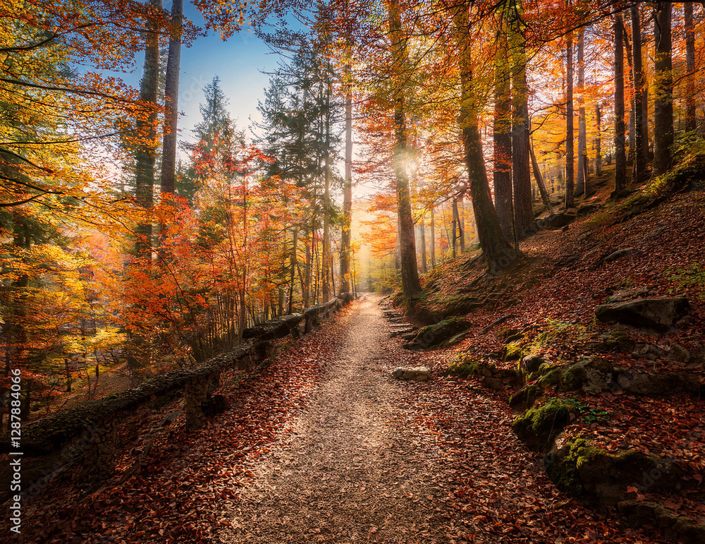 Obraz premium Generated image 秋のハイキングコース