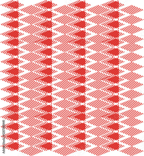 Triangles with slanted red lines as a pattern and visual component