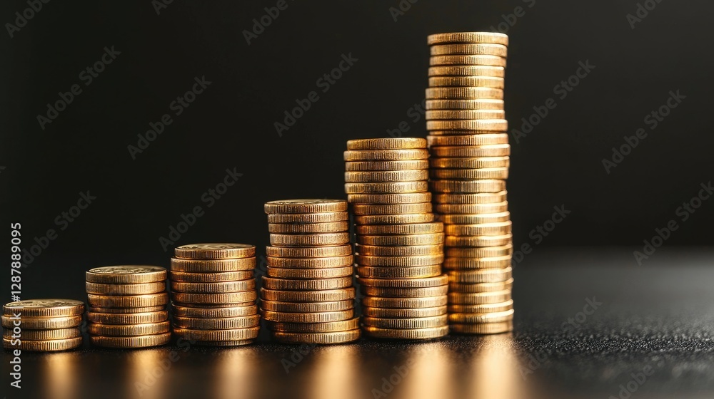 A business graph made of golden coins climbing upward, symbolizing profit growth. A business graph made of golden coins climbing upward, symbolizing profit growth.