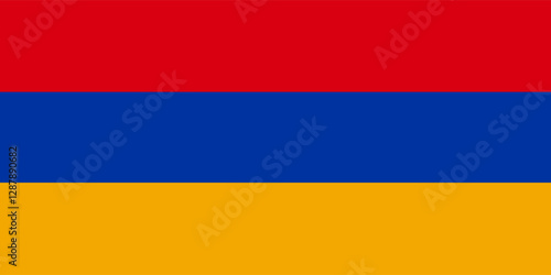 Classic flag Armenia. Official flag Armenia with size proportions and original color. Standard color and size. Independence Day. Banner template. National flag Armenia with coat arms.