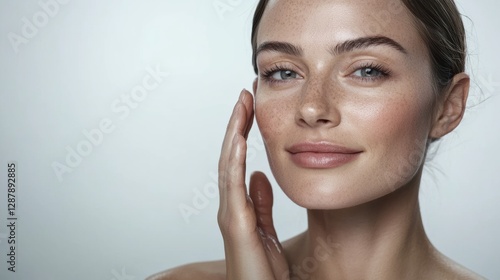 Skincare routine action studio location beauty content type minimalist environment close-up viewpoint radiance concept for seo photo